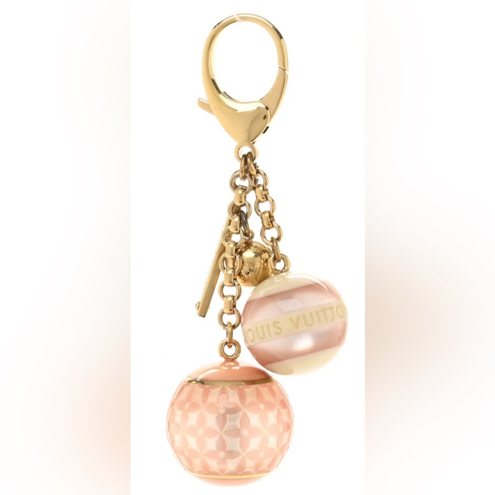 Louis Vuitton EUC Gold and Cream Charm Keychain
